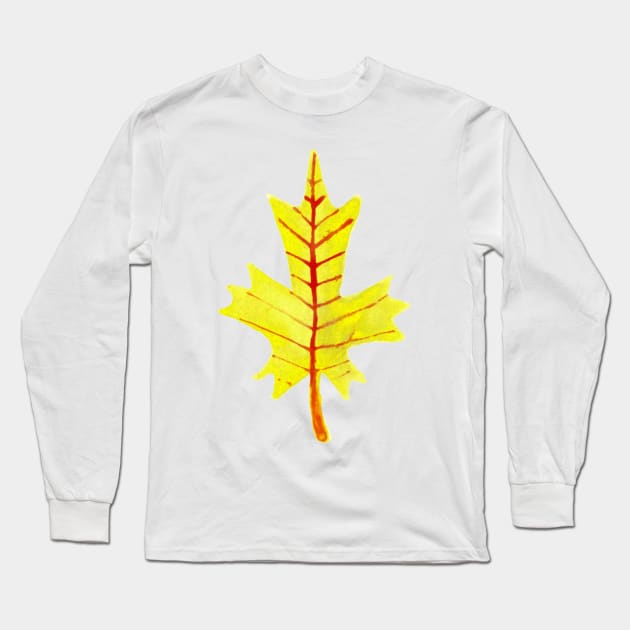 Yellow Leaf Watercolor Long Sleeve T-Shirt by saradaboru